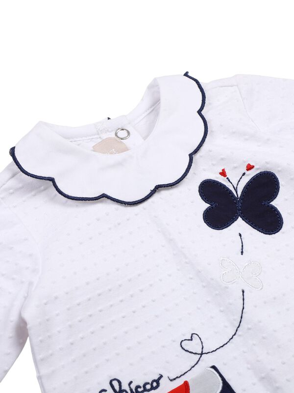 Girls White & Blue Printed Smock with Legging image number 4